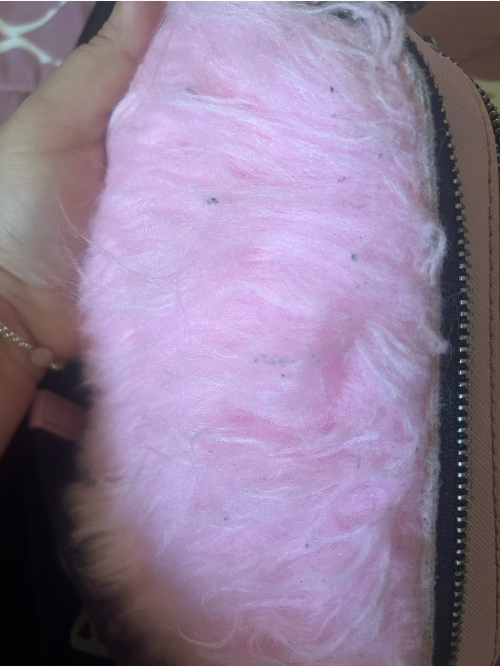 Marc Jacobs Pink Faux Fur Crossbody with Black Logo Strap - Picture 7 of 13